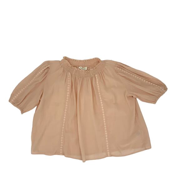 Treasure & Bond Pink Smocked Off Shoulder Blouse Size Medium NWOT - Picture 2 of 7